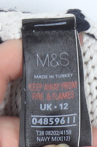Marks & Spencer Women Multicoloured Size 12 Cotton Striped Cardigan