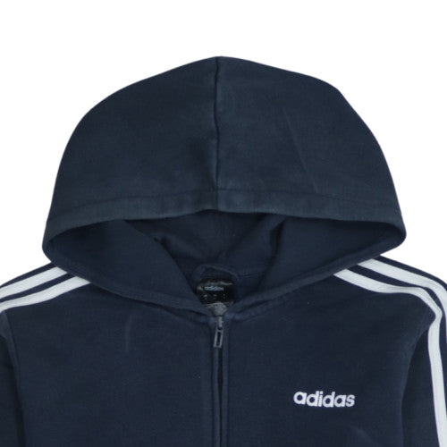 Adidas Women's Navy Full Zip Hoodie Size M - Classic 3 Stripe Design