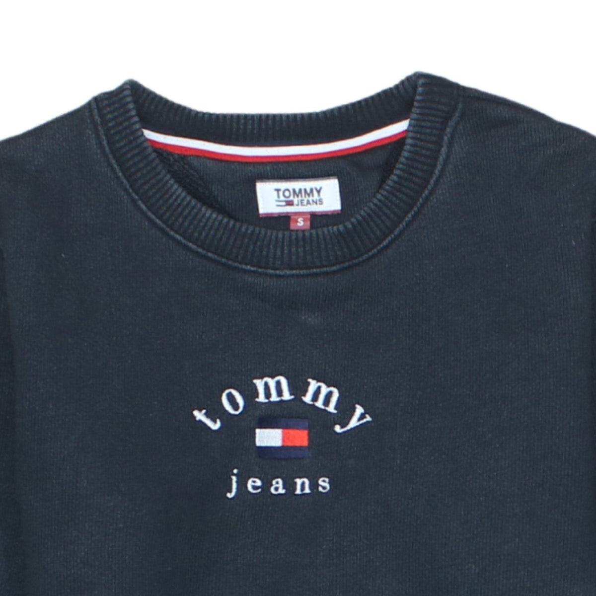 Tommy Jeans Men's Black Small Crew Neck Embroidered Sweatshirt