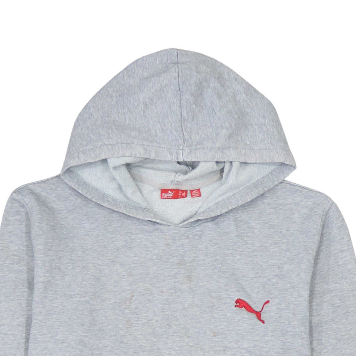 Puma Men’s Grey Small Pullover Hoodie with Red Logo