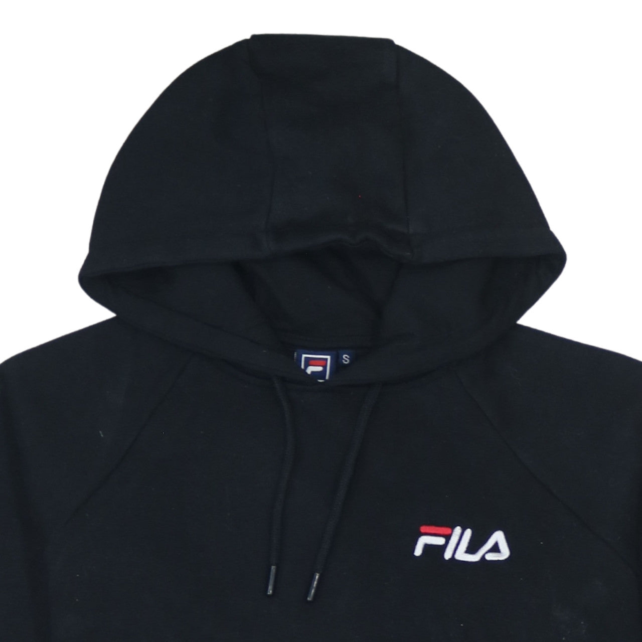 Fila Men's Black Pullover Hoodie Small Embroidered Logo Fleece