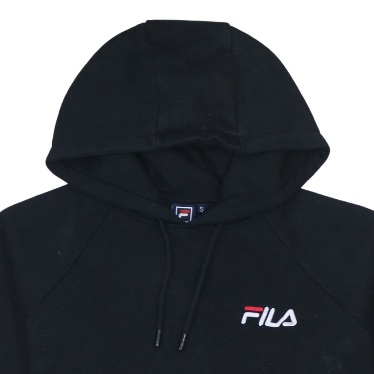 Fila Men's Black Pullover Hoodie Small Embroidered Logo Fleece