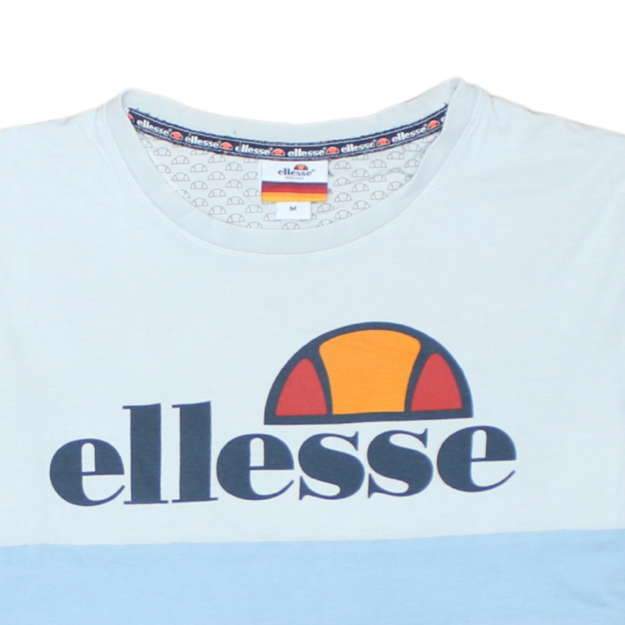 Ellesse Men’s Blue Colourblock Logo T-Shirt Size M Retro Sports Style