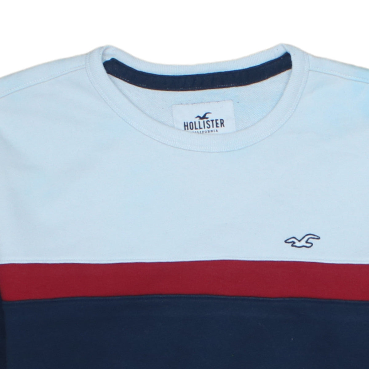 Hollister Men’s Multicoloured Striped Crew Neck Sweatshirt M