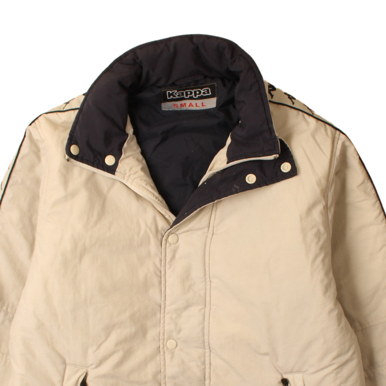 Kappa Men’s Beige Puffer Jacket Small Retro Winter Coat