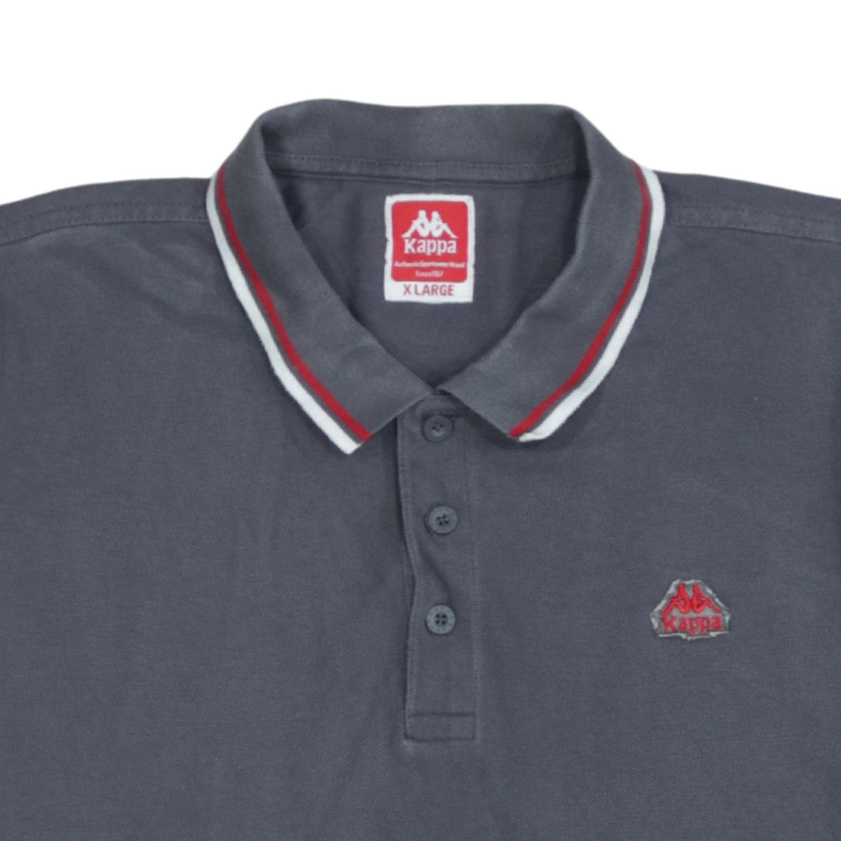 Kappa Men's Grey X-Large Polo Shirt with Red Trim Embroidered Logo