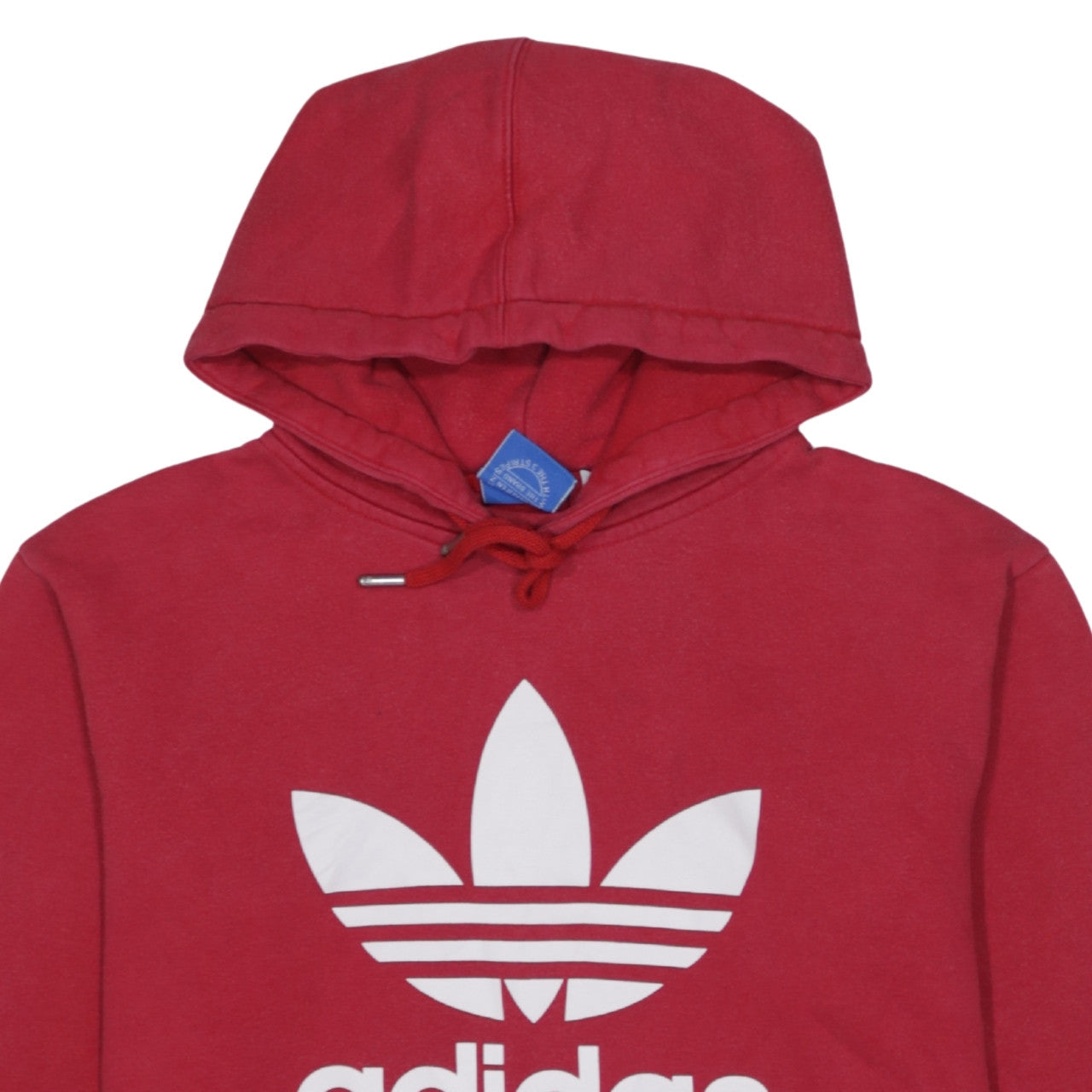 Adidas Mens Red Pullover Hoodie M Logo Graphic Fleece Sweatshirt