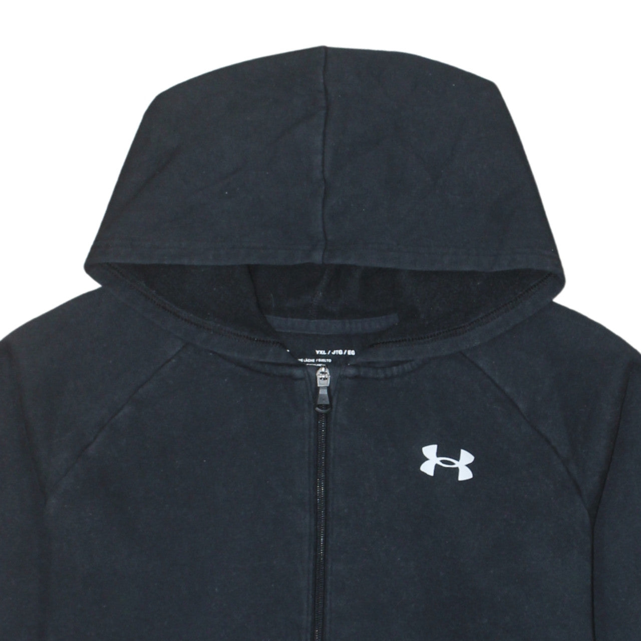 Under Armour Boys Black Full Zip Hoodie Size 158 Fleece ColdGear