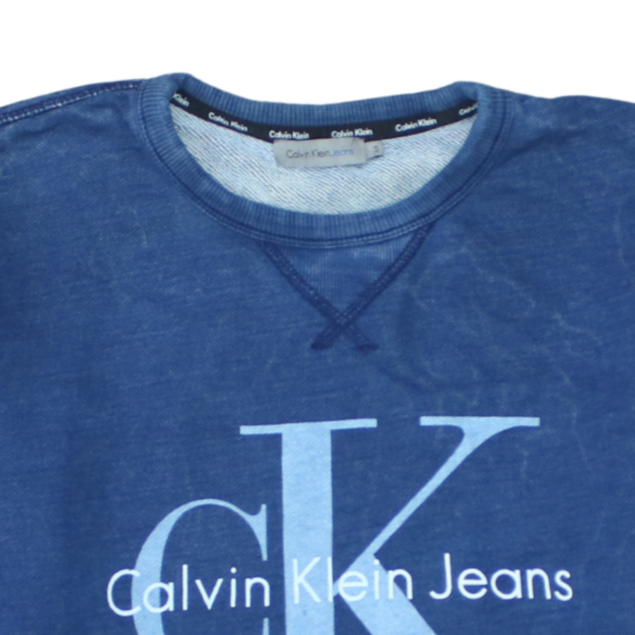 Calvin Klein Jeans Men's Blue Logo Crew Neck Sweatshirt Size S
