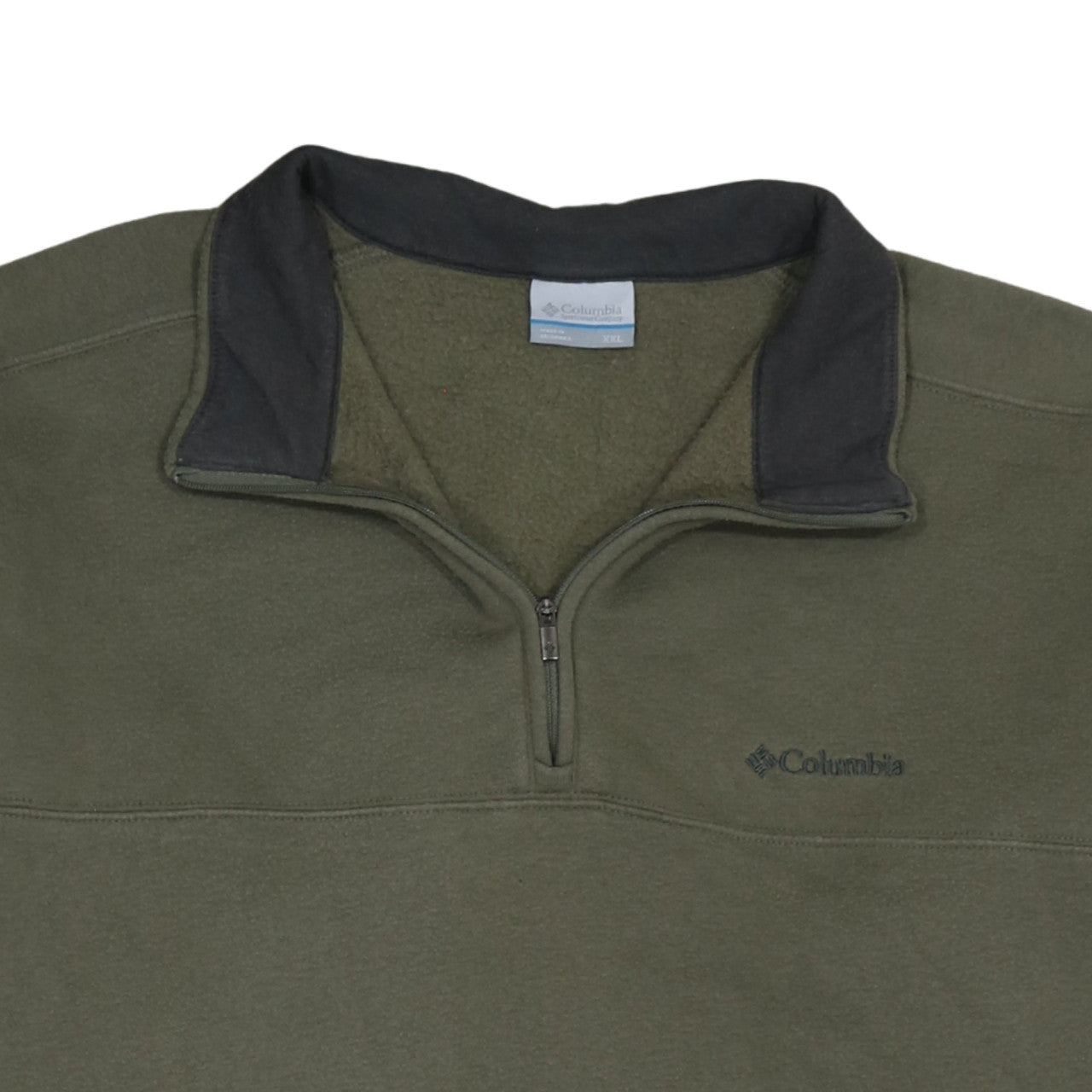 Columbia Mens Green 2XL 1/4 Zip Fleece Sweatshirt Outdoor Hiking