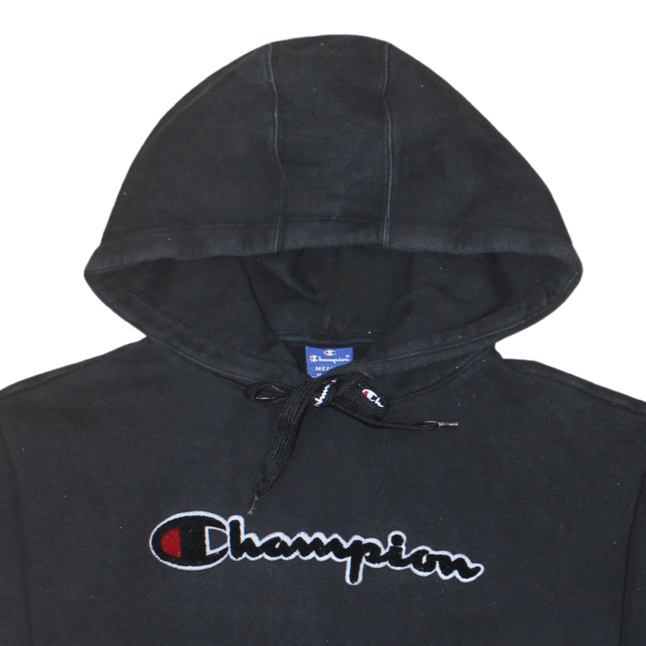 Champion Men's Black Medium Pullover Hoodie with Embroidered Logo