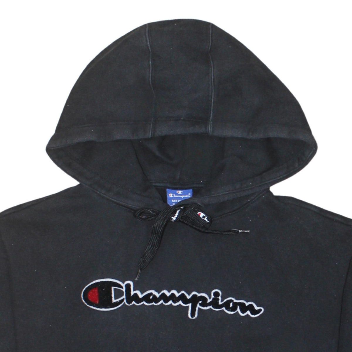 Champion Men's Black Medium Pullover Hoodie with Embroidered Logo