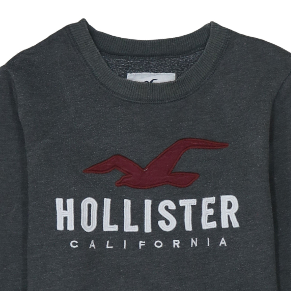 Hollister Men Grey XS Pullover Fleece Sweatshirt with Logo