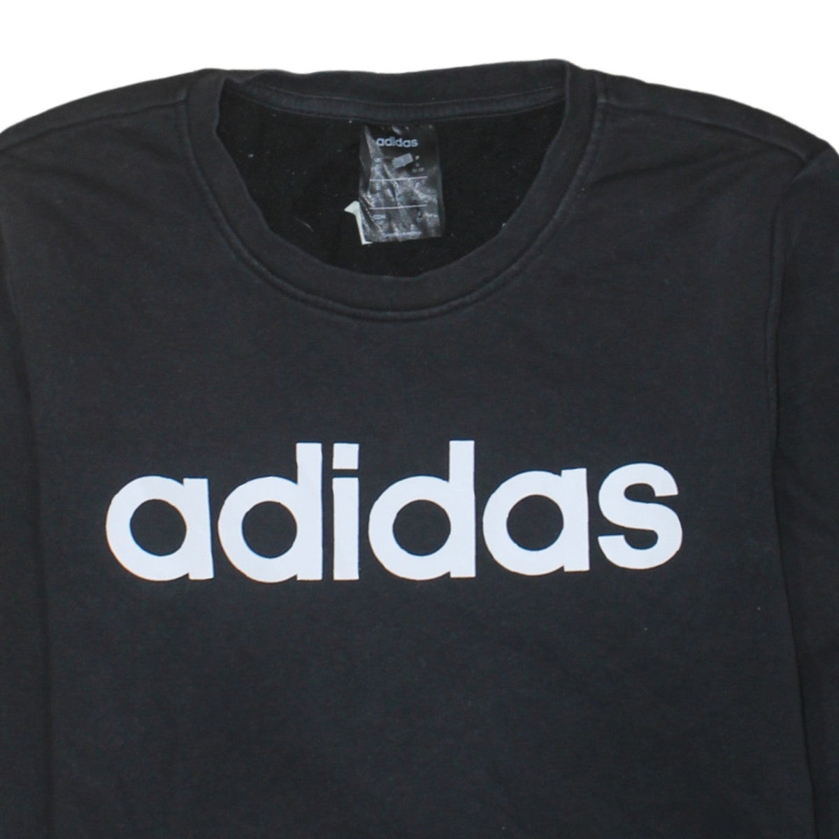Adidas Womens Black Small Logo Crew Neck Sweatshirt UK 8-10