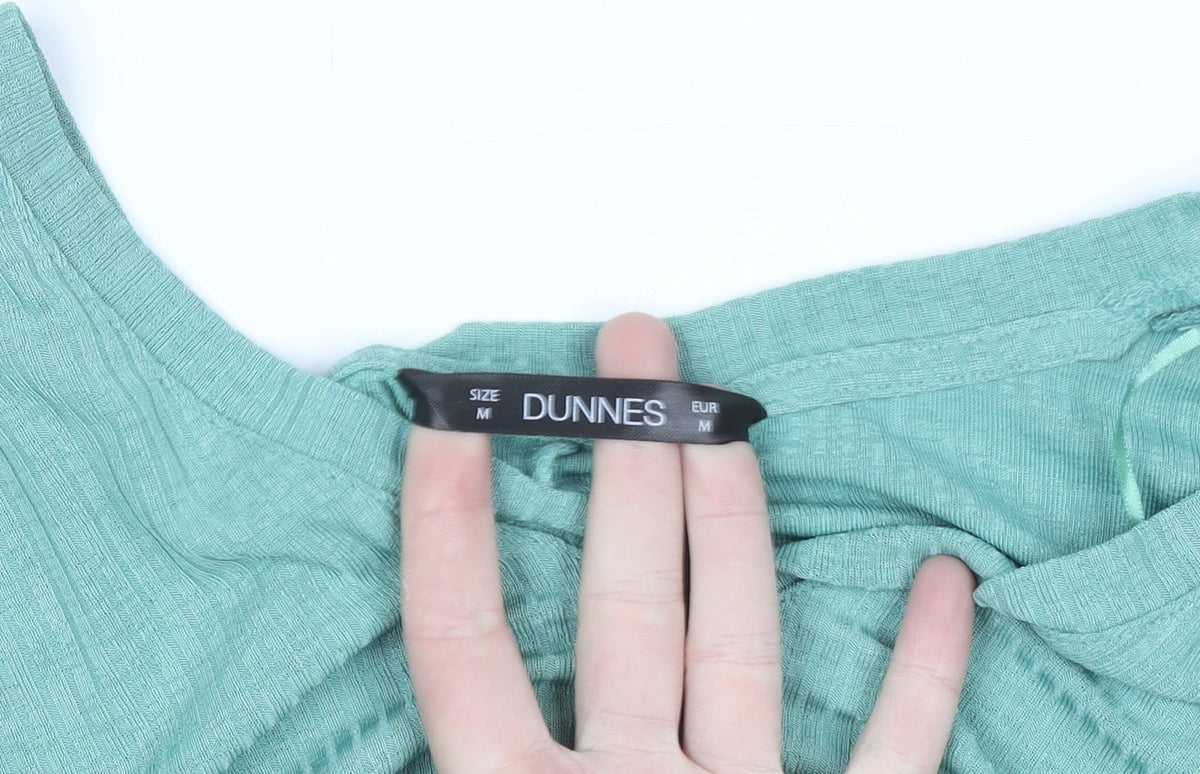 Dunnes Womens Green V-Neck Short Sleeve Basic Stretch T-Shirt Size 12