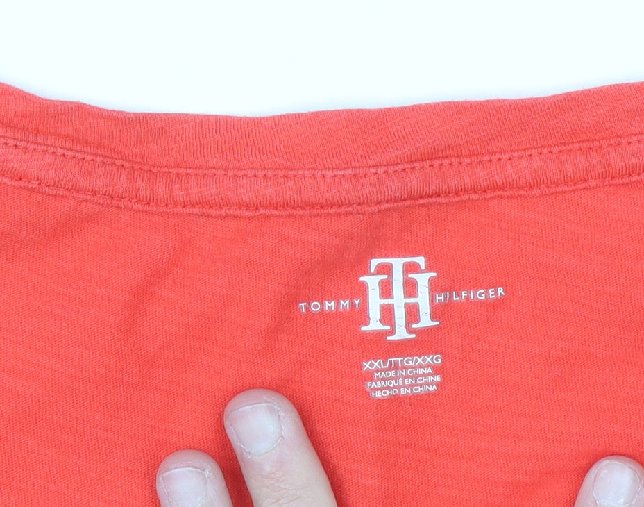 Tommy Hilfiger Women's Red 2XL Short Sleeve Cotton T-Shirt