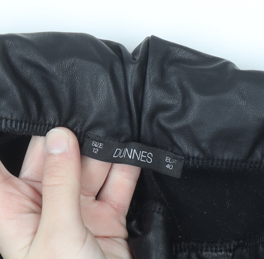 Dunnes Women Black Size 12 Faux Leather Ankle Leggings