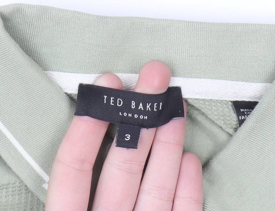 Ted Baker Men's Green Striped Short Sleeve Polo Shirt Size M