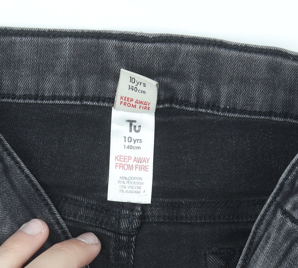 Tu Girls Grey Skinny Jeans 10 Years Cotton Blend Stretch Denim
