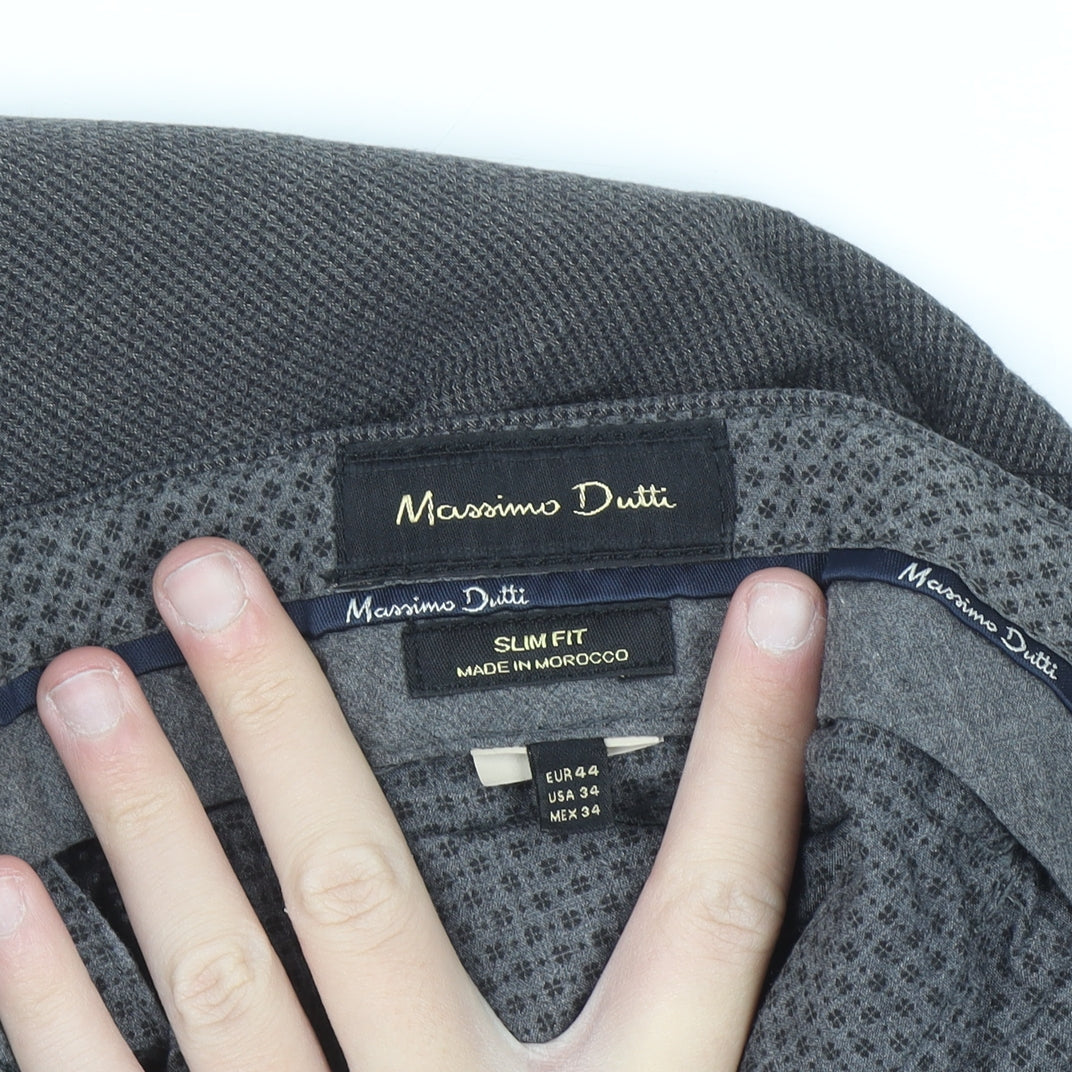 Massimo Dutti Men's Grey Slim Fit Chino Trousers Size 34