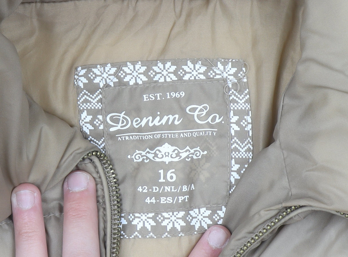 Denim Co Women Beige Size 16 Puffer Jacket Nylon Winter Coat