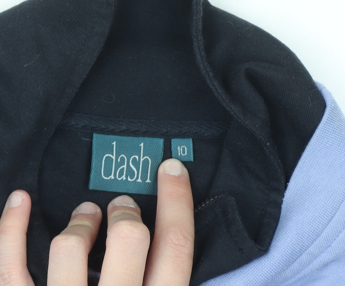 Dash Womens Blue Embroidered 1/4 Zip Sweatshirt Size 10 Cotton Blend
