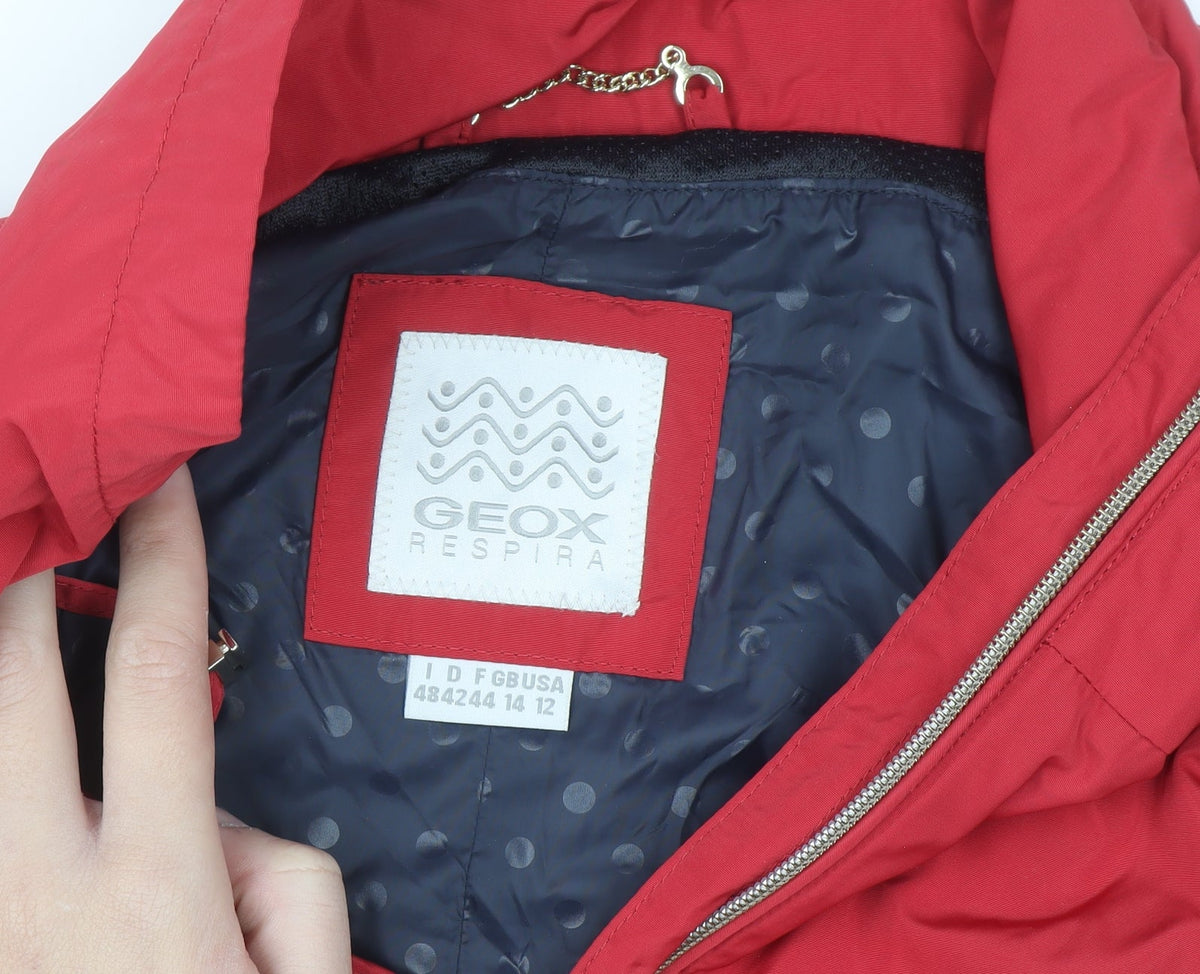 Geox Women Red Windbreaker Jacket Size 12 Lightweight Zip