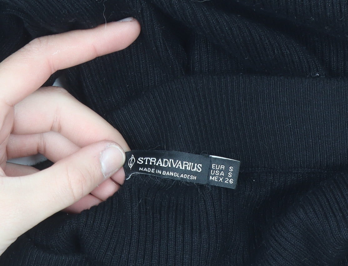 Stradivarius Women’s Black Knit Midi Pencil Skirt Size S