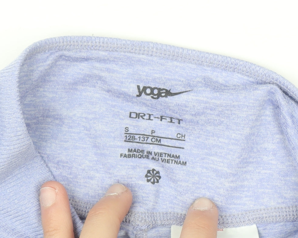 Nike Yoga Dri-FIT Blue Teen Girls S Slim Fit Stretch Leggings