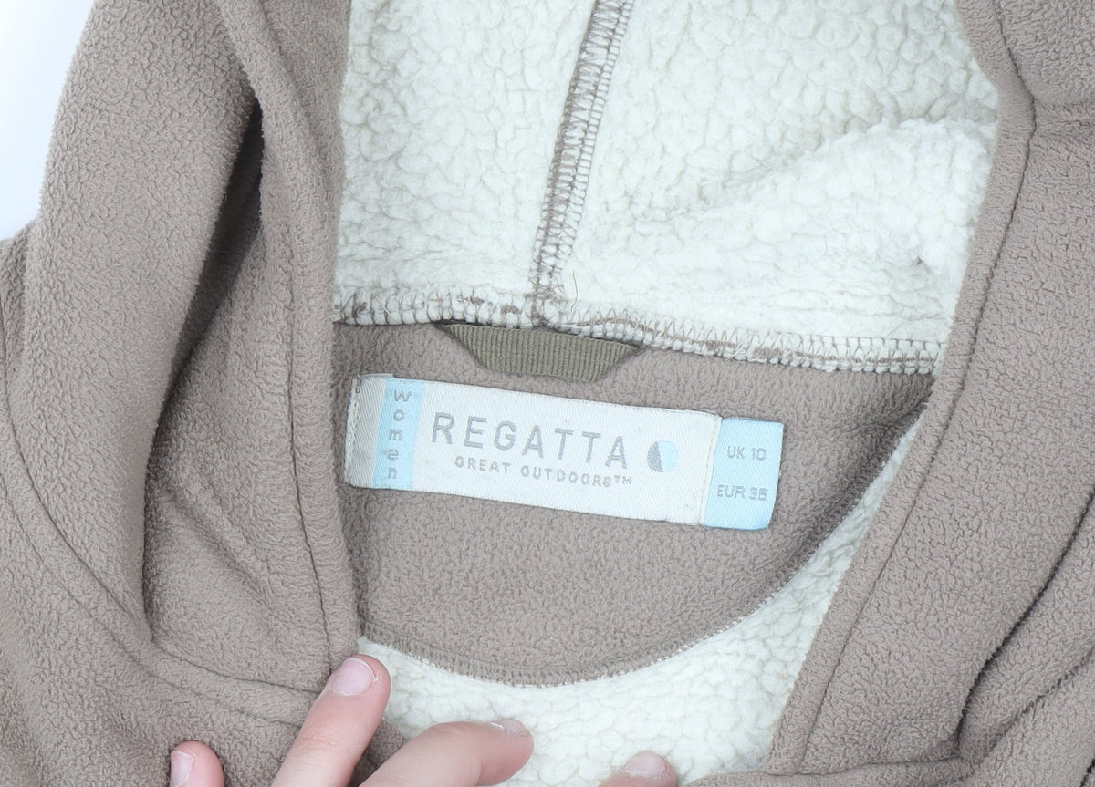Regatta Women's Beige Fleece Toggle Hooded Mid-Length Coat UK 10