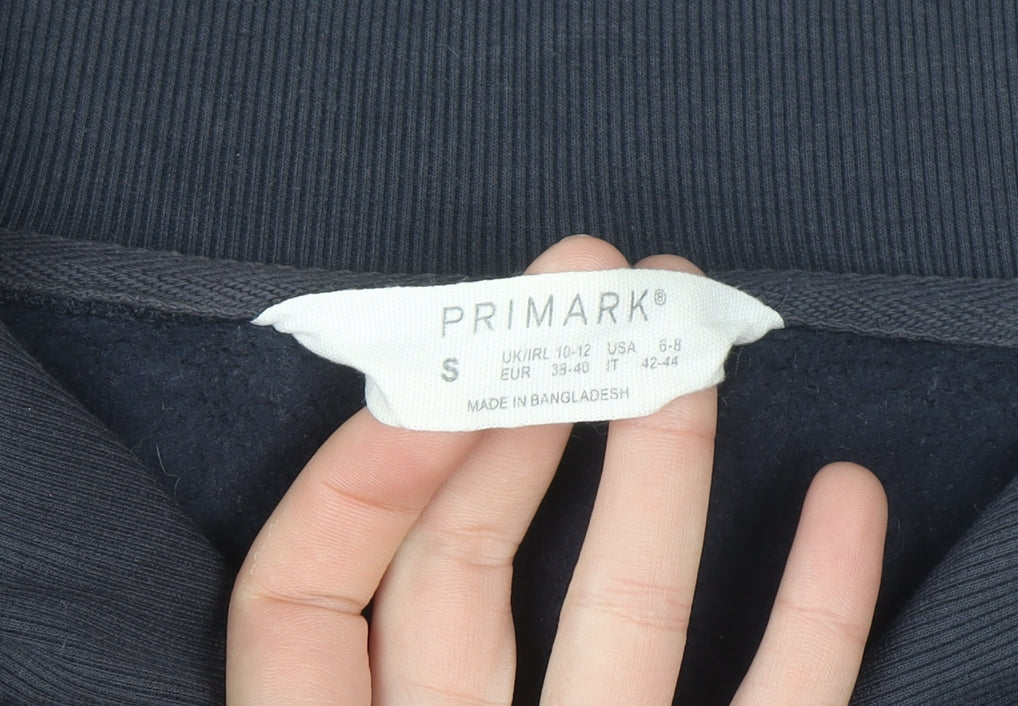 Primark Women Navy Blue 1/2 Zip High Neck Sweatshirt Size 10-12