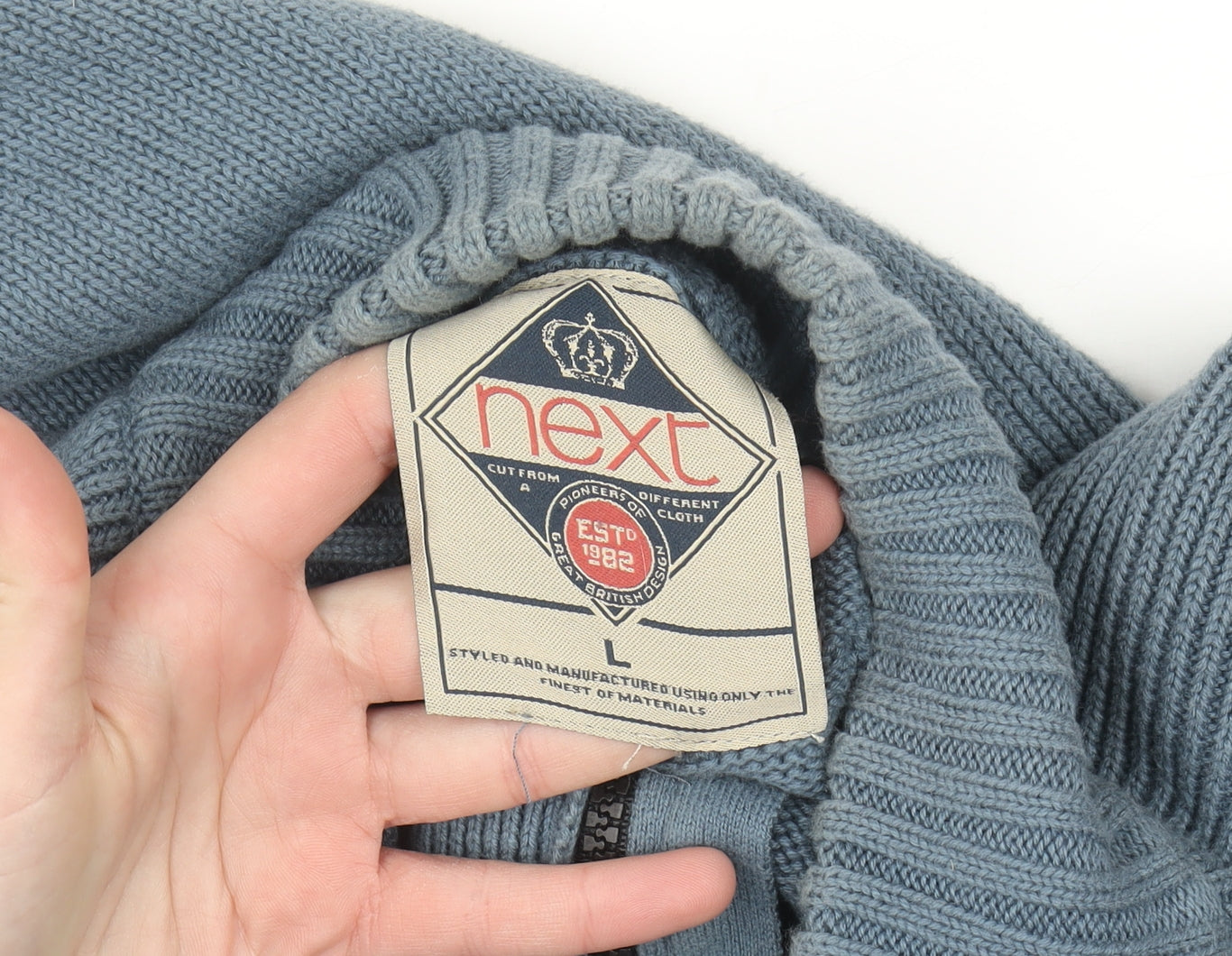 Next Men's Blue Cotton Henley Jumper Size L
