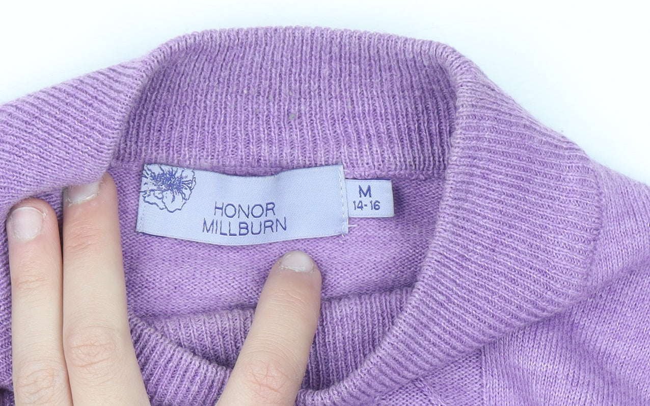 Honor Millburn Women's Purple Mock Neck Argyle Knit Jumper Size M 14-16