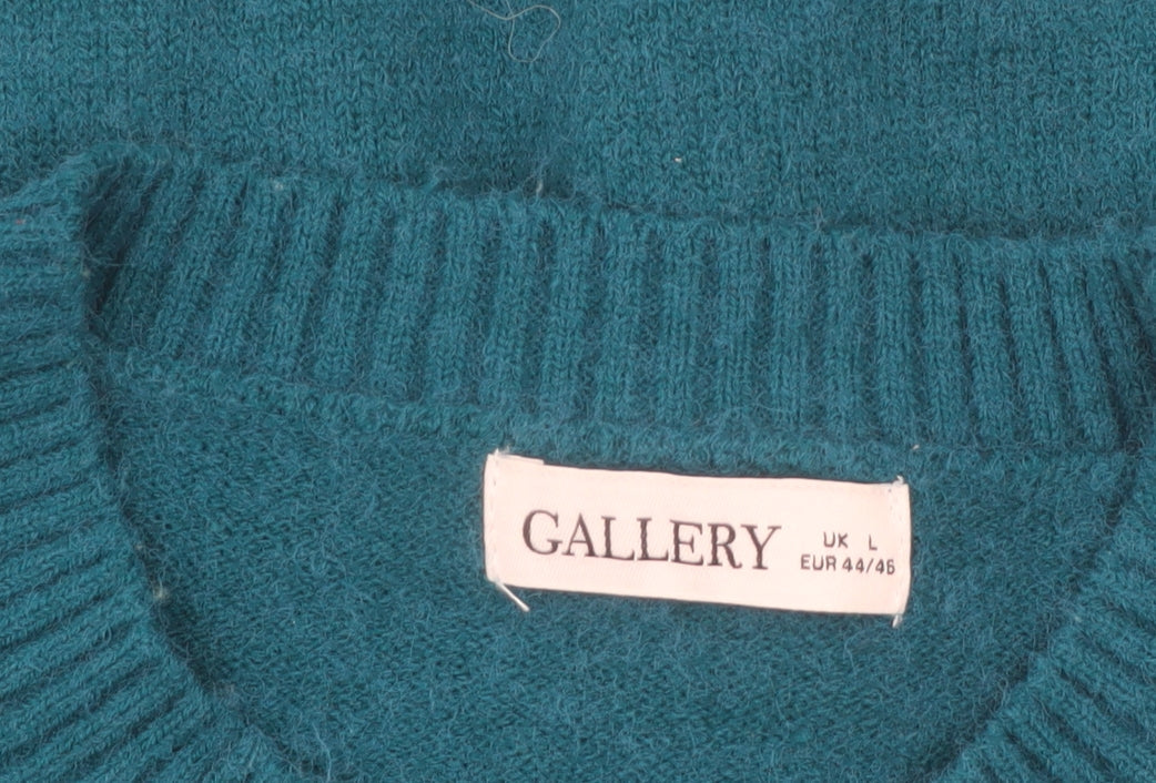 Gallery Women’s Teal Cable-Knit Crew Neck Jumper Size L