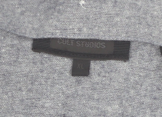 Cult Studios Men's Blue Cotton Blend Long Sleeve Button-Up Shirt XL