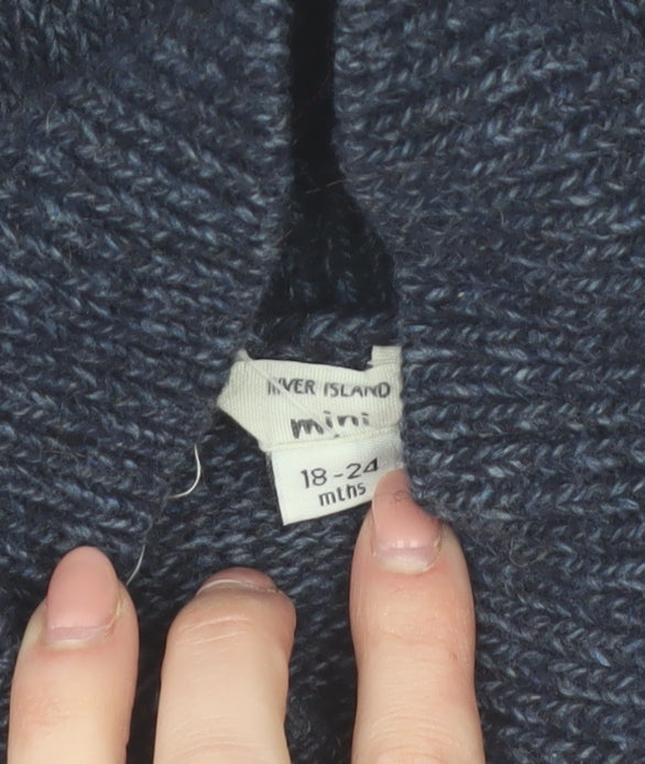 River Island Mini Blue Knit Shawl Collar Cardigan 18-24 Months
