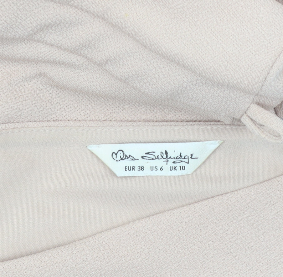 Miss Selfridge Women's Beige Size 10 Sleeveless Wrap Dress
