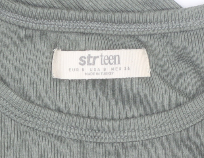 strteen Teens Green Slim Fit Short Sleeve Basic T-Shirt Size 10