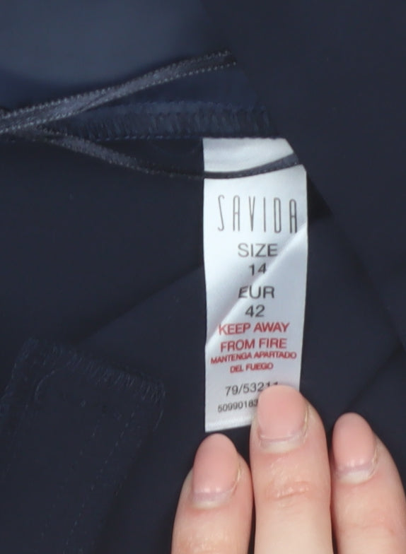 Savida Women’s Navy Slim Fit Cropped Trousers Size 14