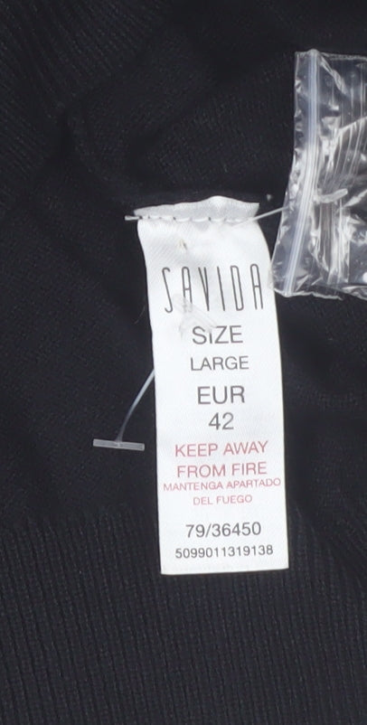 Savida Women's Black Button Detail Crew Neck Jumper Size 14