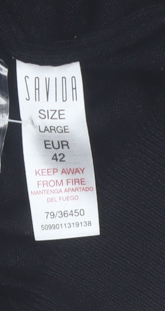 Savida Women Black Button Shoulder Crew Neck Pullover Jumper Size 14
