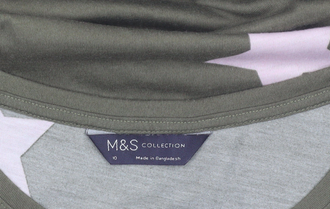 Marks and Spencer Women’s Green Star Print Crew Neck T-Shirt Size 10