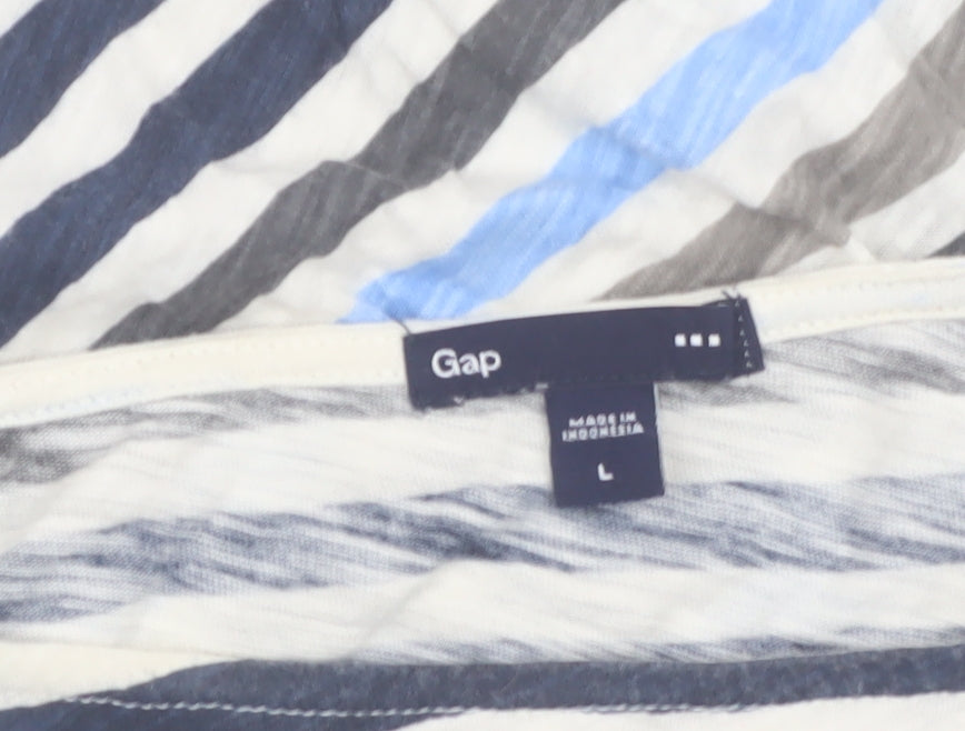 Gap Women’s Multicoloured Striped 3/4 Sleeve Cotton T-Shirt Size L