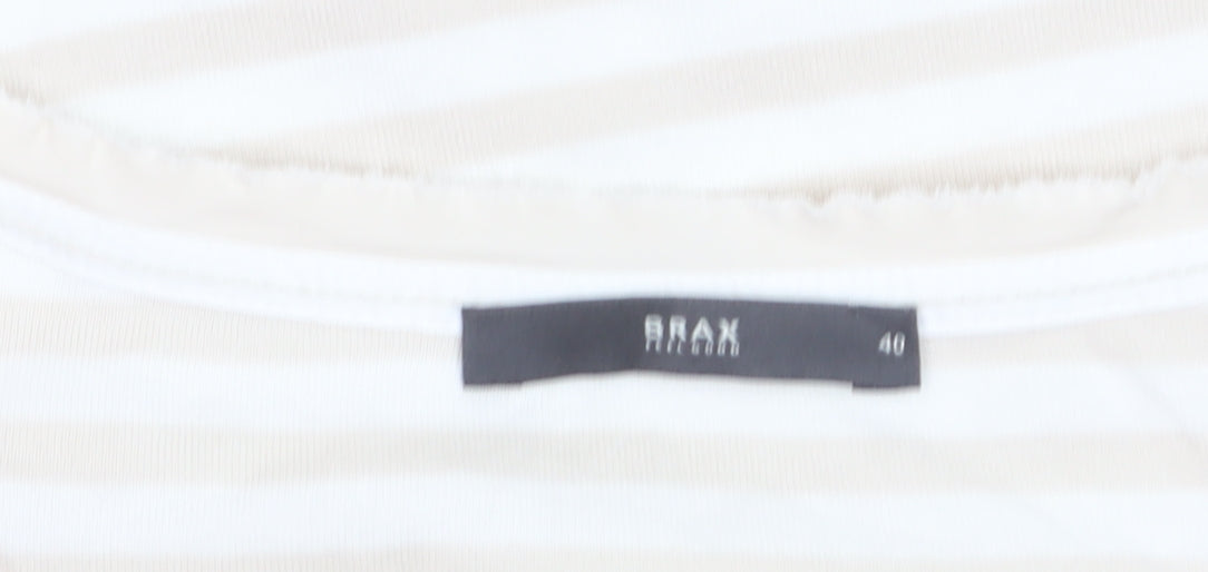 Brax Womens Beige Striped Henley Jersey T-Shirt Size 12