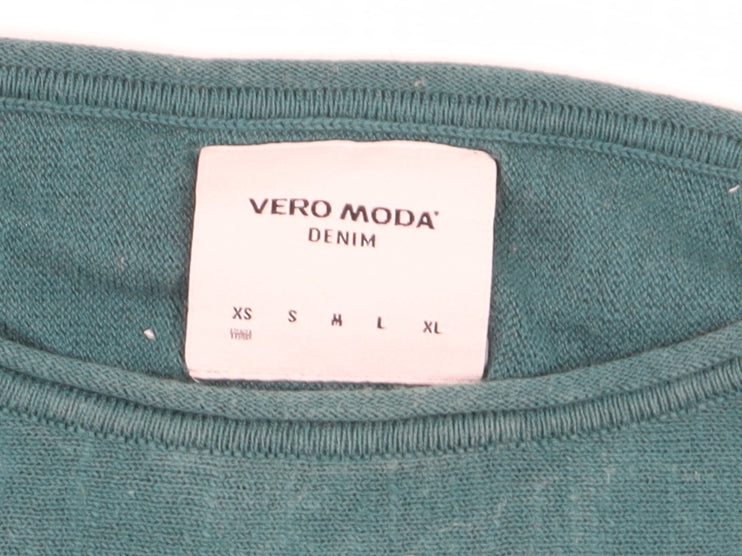 Vero Moda Women’s Green Cotton 3/4 Sleeve Pullover Jumper M