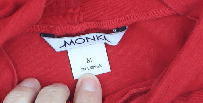 Monki Women's Red Mock Neck Long Sleeve Pullover Jumper Size 12