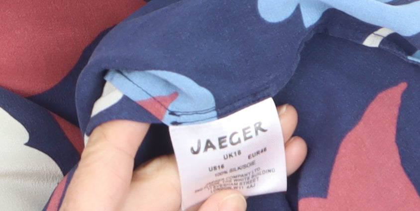 Jaeger Women’s Multicoloured Silk Floral Blouse UK16