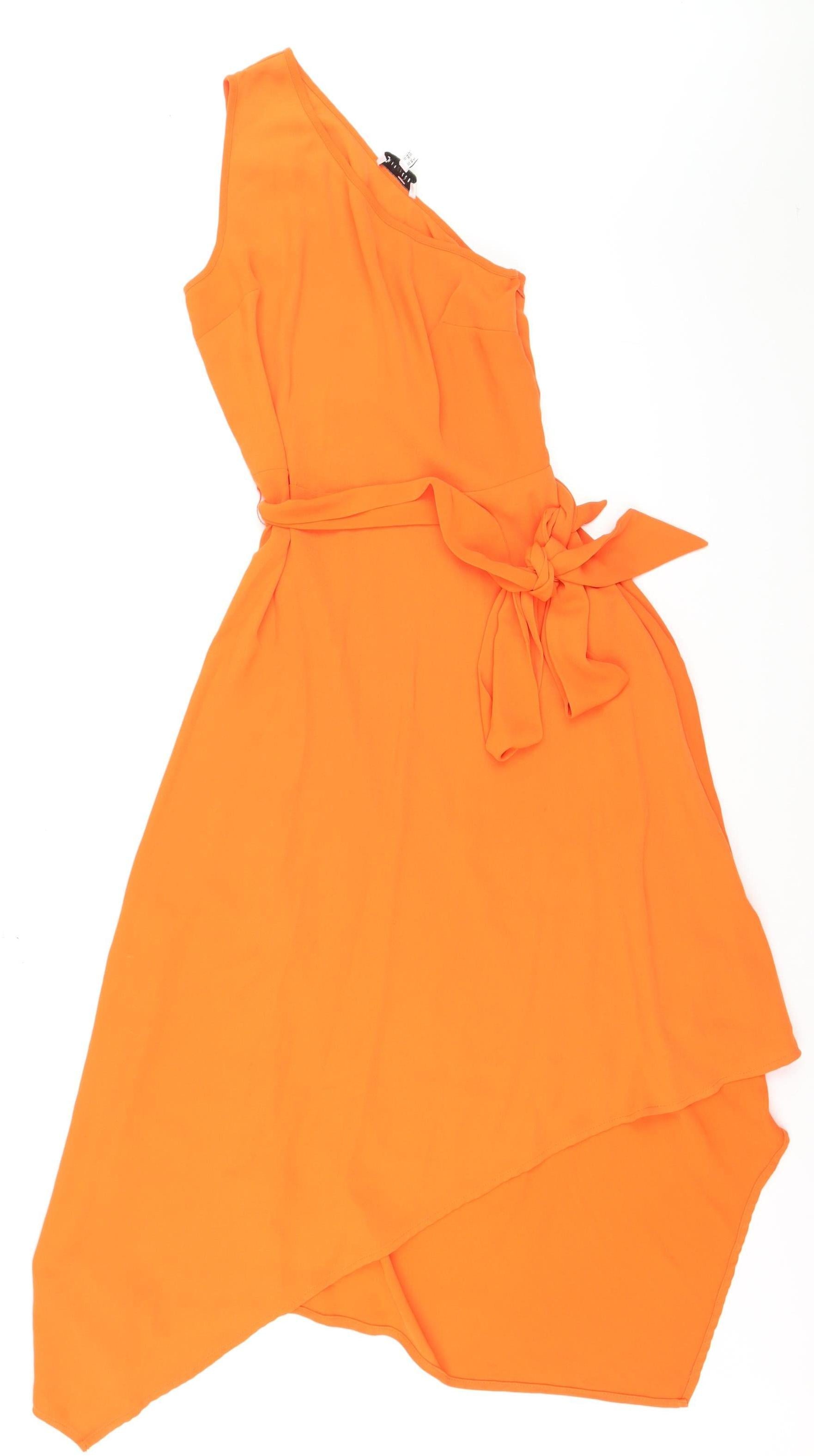 warehouse orange dress Orange Warehouse Satin High Apex Bias Midi Slip Dress