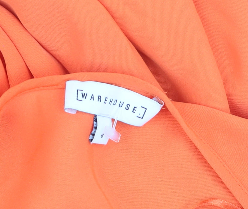 Warehouse Women's Orange One Shoulder Asymmetric Midi Dress Size 6