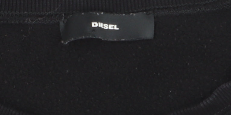 Diesel Womens Black M Pullover Sweatshirt Star Logo Crew Neck